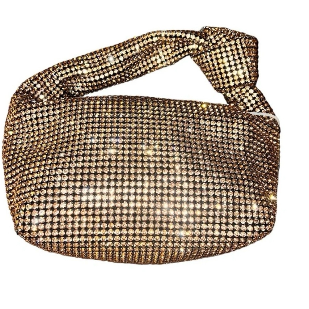 Madison West Champagne Gold Rhinestone Women's Bag